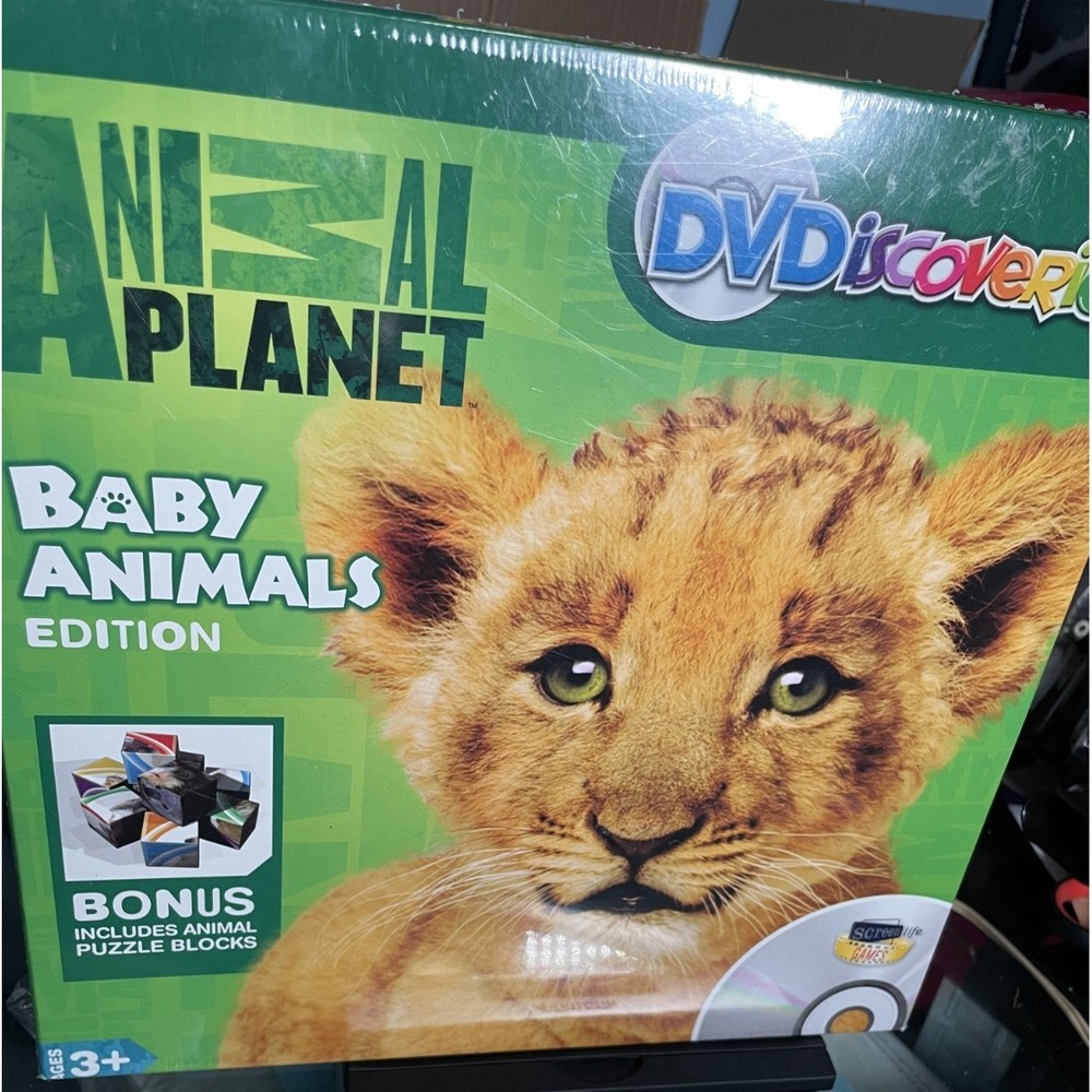 Animal Planet Baby Animals Educational DVD Screen Games w/ Animal Puzzle Blocks